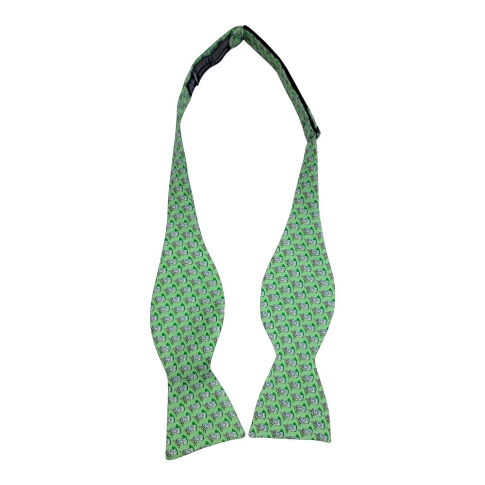 Vineyard Vines Kentucky Derby Bow Tie Green Mint Julep Horseshoe 100% Silk USA